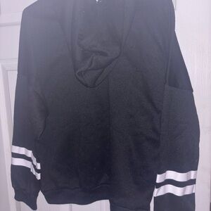 Women's Black Hoodie with White Stripes
